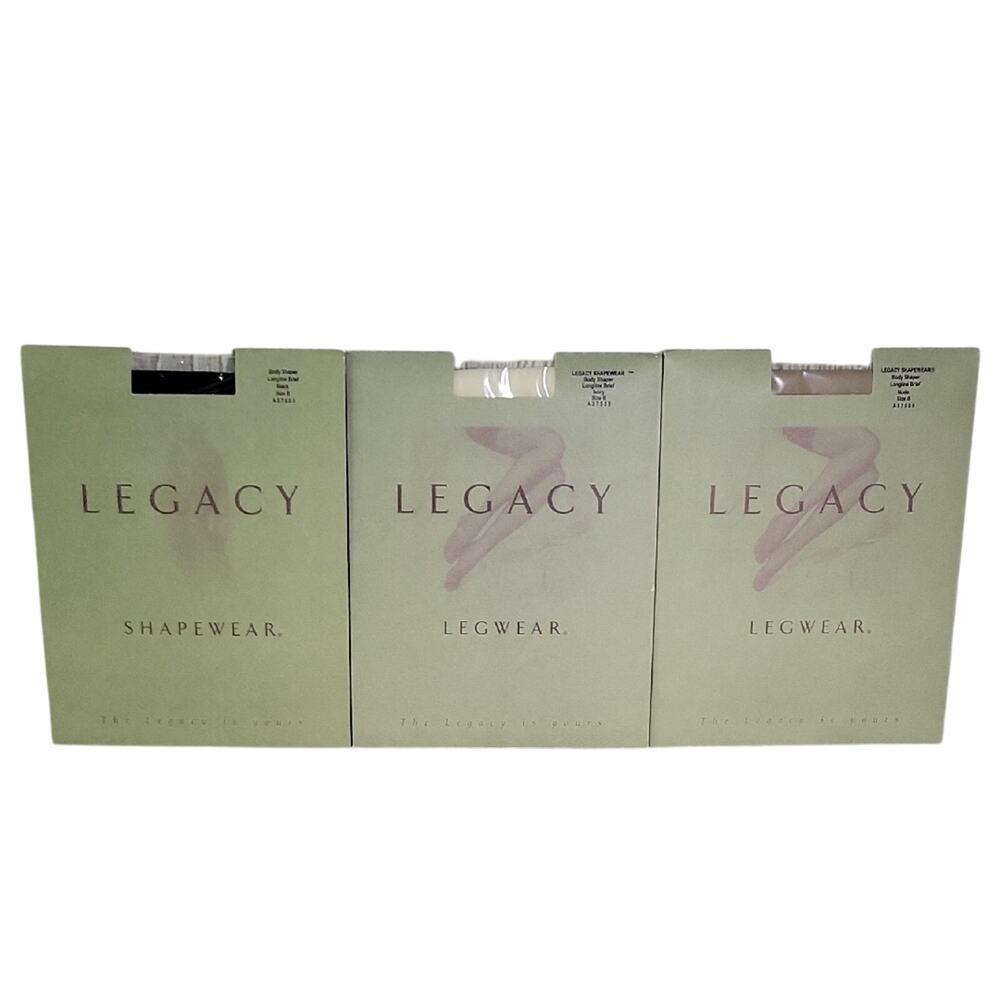 Legacy Legwear 3 Body Shaper Longline Brief Legwear Nude/Black/Ivory Size B NEW